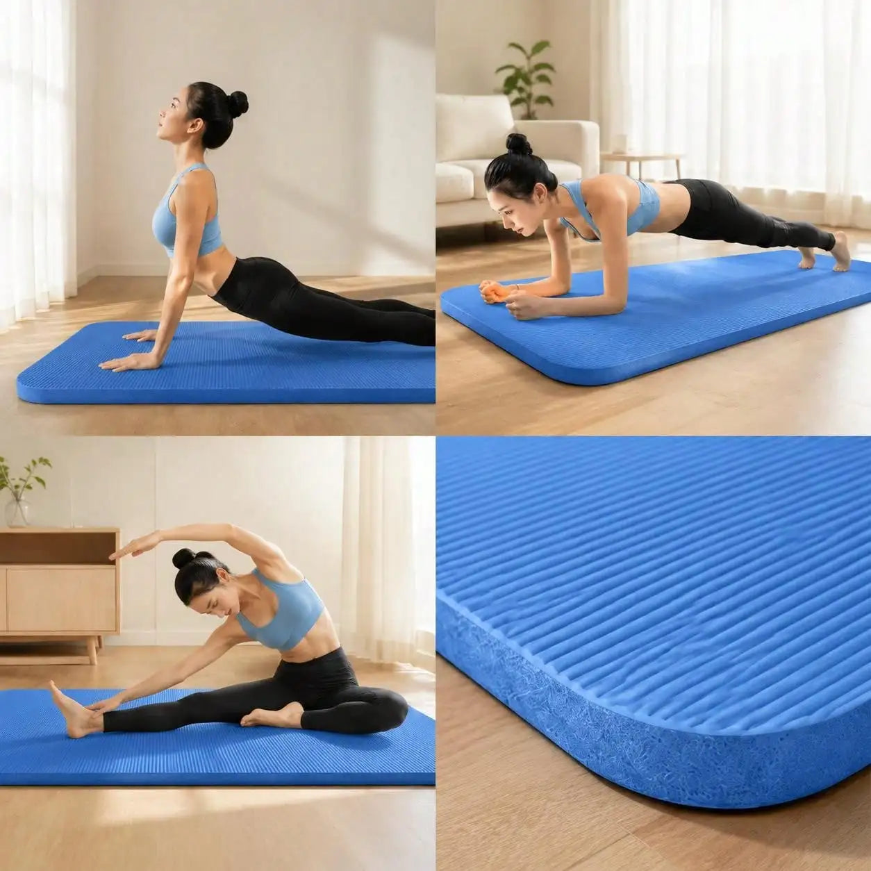 Yoga Mat 8mm Thick W/Nylon Strap For Men & Women - Non Slip Exercise Mat For Home Yoga, Pilates, Stretching, Floor & Fitness Workouts