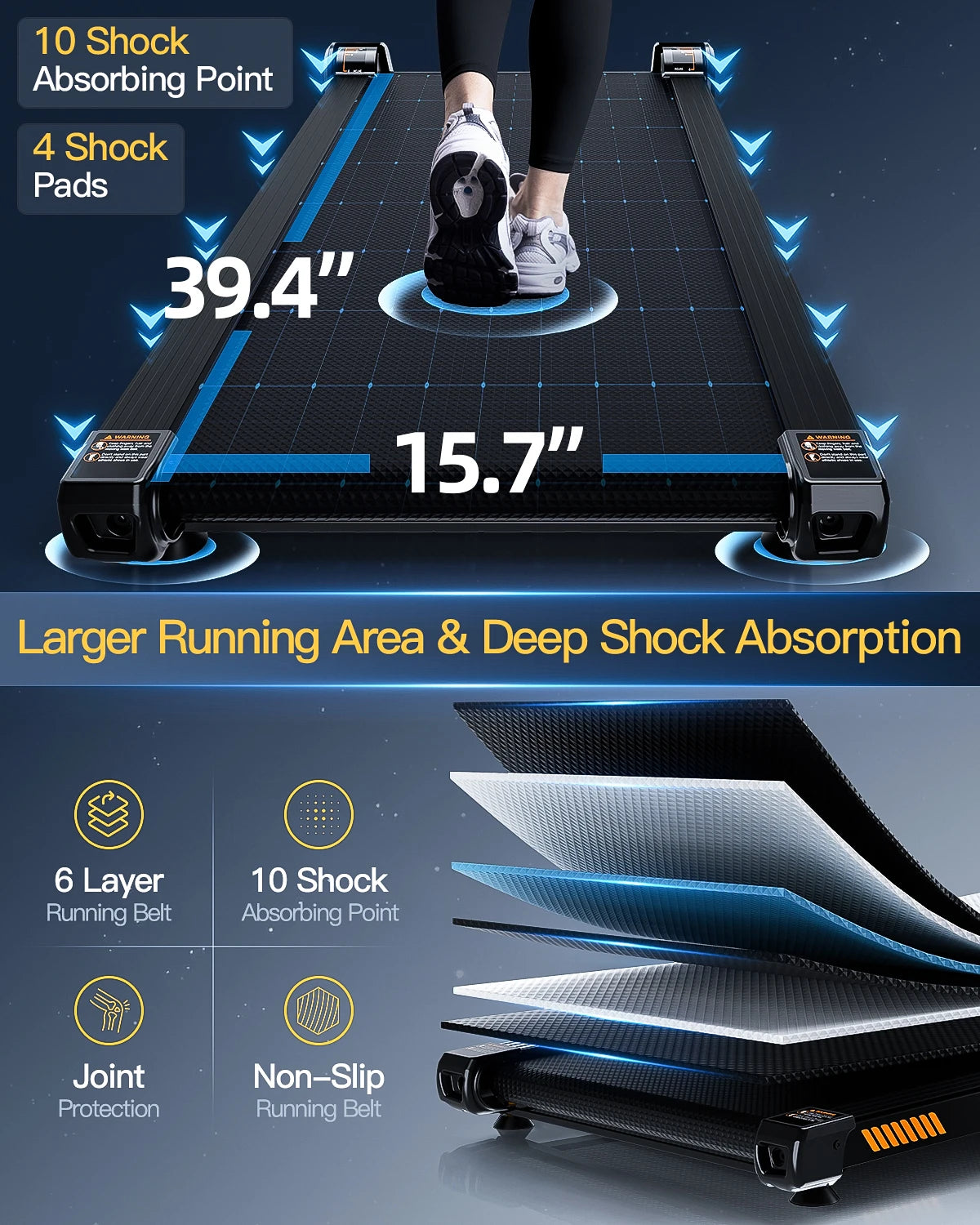 13% 6-Level Walking Pad with Auto Incline - Treadmill with Auto Incline and Remote Control, 330Lbs Capacity Portable Under Desk Treadmill for Home Office, LED Display