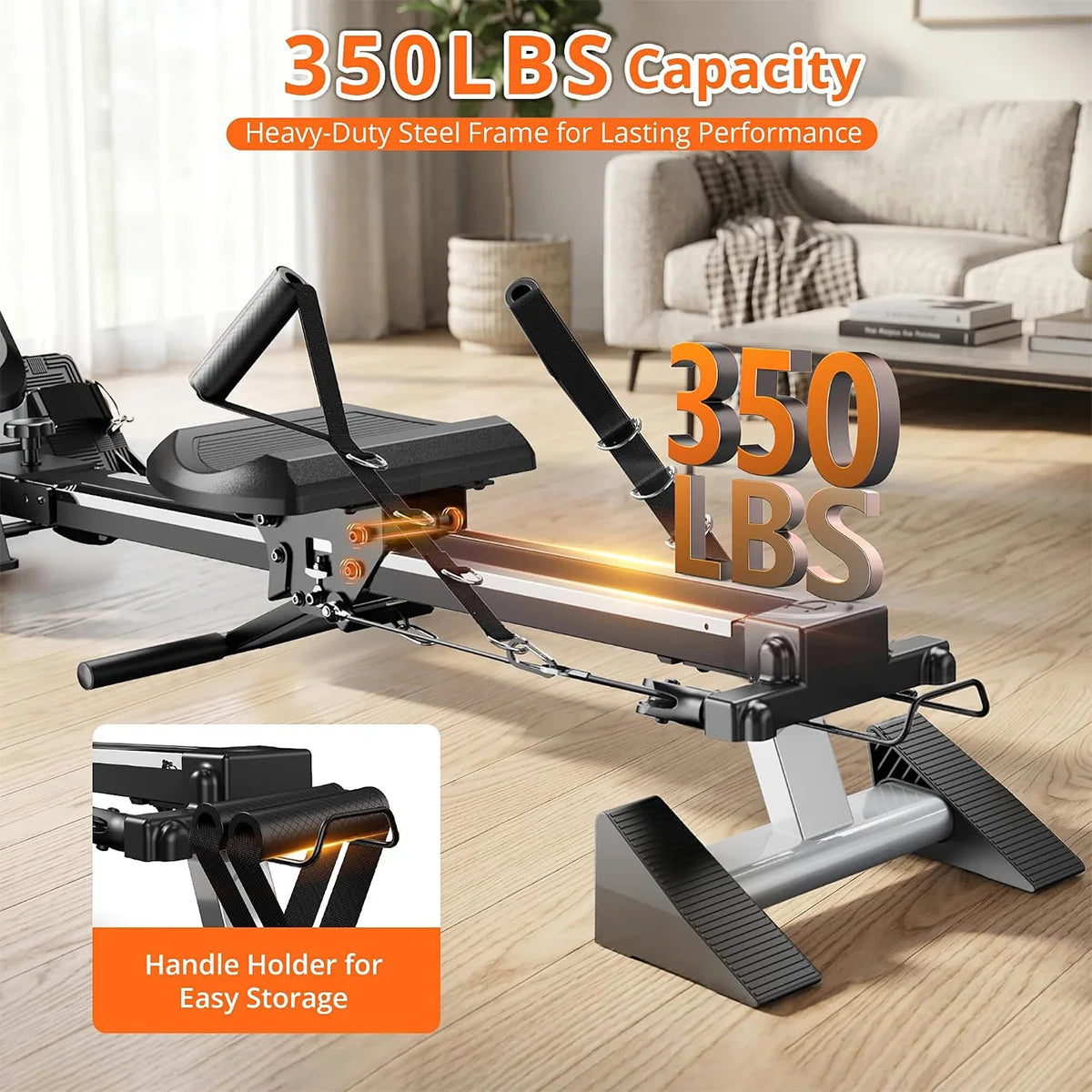 Pooboo Rowing Machine for Home, Foldable Magnetic Rowing Machine,14 Levels Quiet Resistance, Rower Machine with 350 LB Weight Capacity, Comfortable Padded Seat