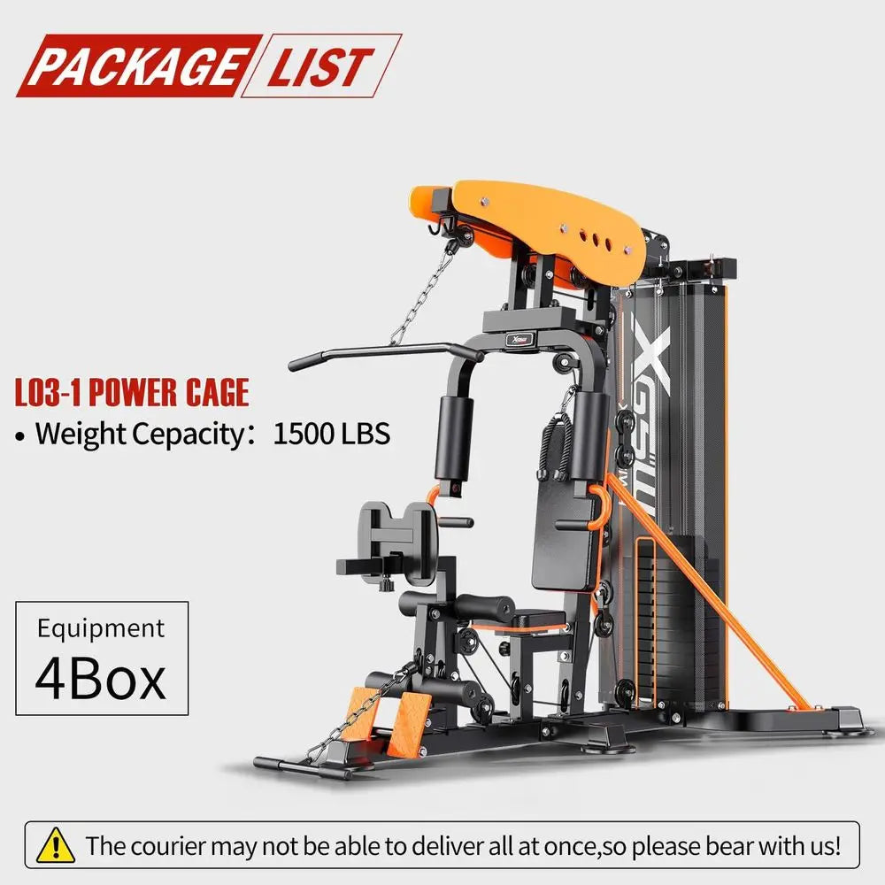 Multi-unction Home Gym Workout Station, eaturing a Pulley System, arm Trainer, and Leg Trainer or ull-Body Workouts.