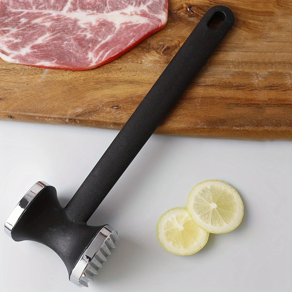 Heavy Duty Kitchen Meat Tenderizer Hammer with Rubber Grip, Stainless Steel Head for Effortless Pounding and Tenderizing