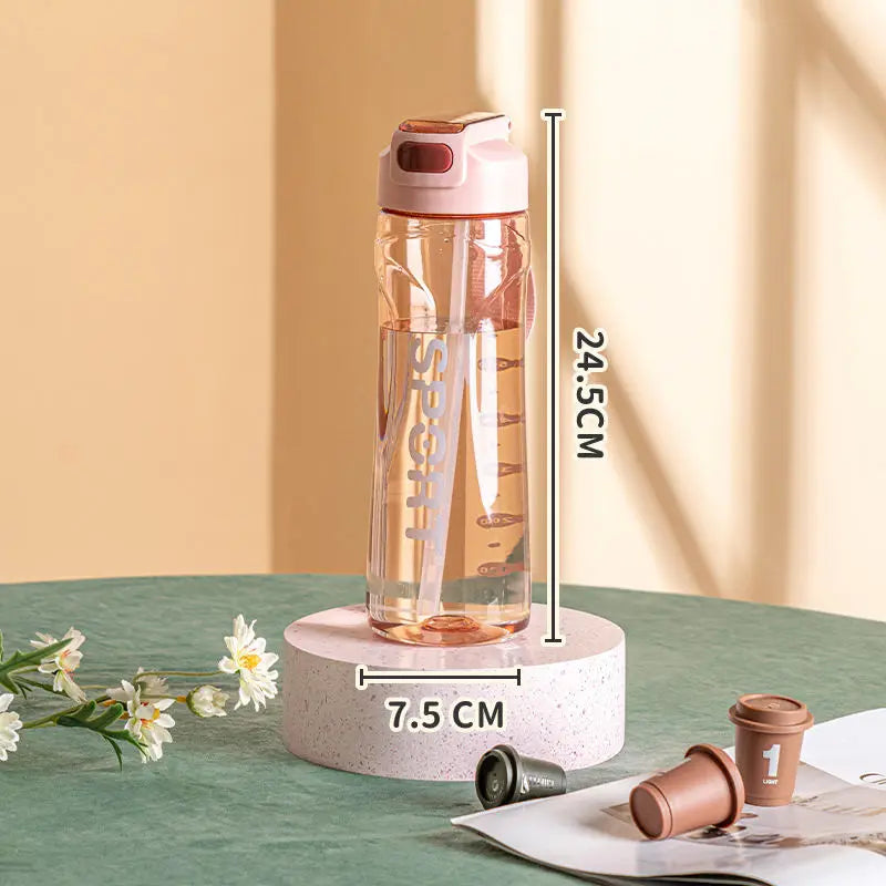 800ML Transparent Plastic Straw Water Bottle Large Capacity Portable Sport Cup