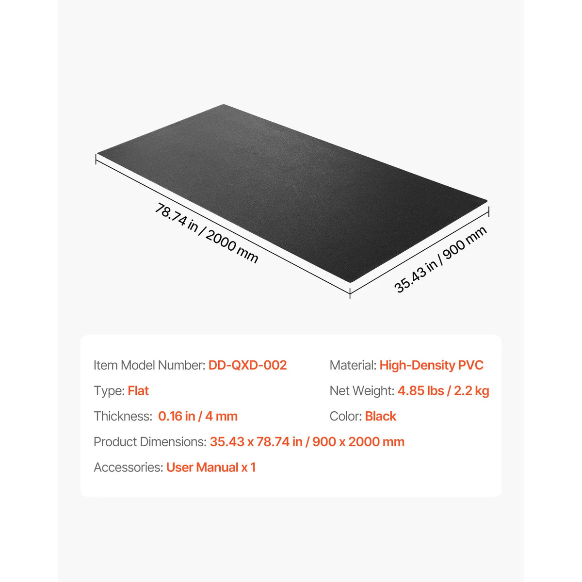 Treadmill Mat for Carpet Floor 0.16/0.24 in Thickness High Density PVC Waterproof Non-slip Mat for Elliptical Home Gym