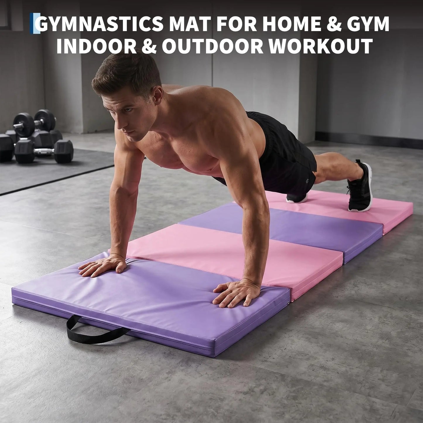 6x3 Ft Gymnastics Mat, 2'' Thick 4-Fold Exercise Floor Mat For Home Gym, Yoga, Pilates, Tumbling Training