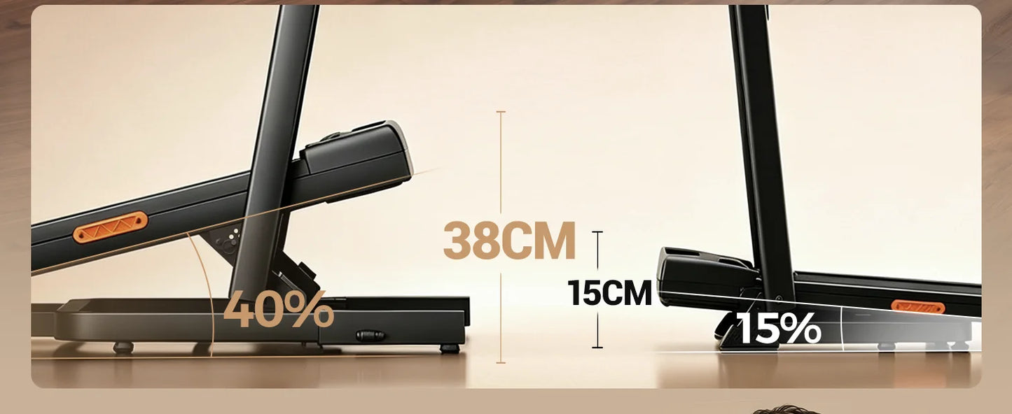 Folding Treadmill for Home 15% Incline Electric Running Machine 3.0HP Powerful Motor Adjustable Speed Walking Pad LED Display Shock Absorption Fitness Equipment