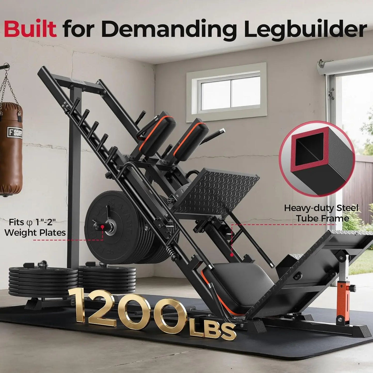 3‑in‑1 Leg Press Hack Squat Machine with Ultra-Quiet Pulley System –Adjustable Leg Press Machine for Home Gym