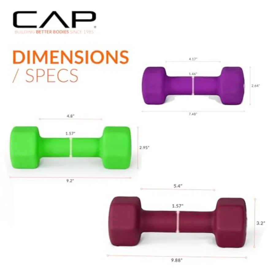 Barbell 100 LB Set of Neoprene Dumbbells with Rack Color Series 5, 8, 10, 12 and 15 LB pairs