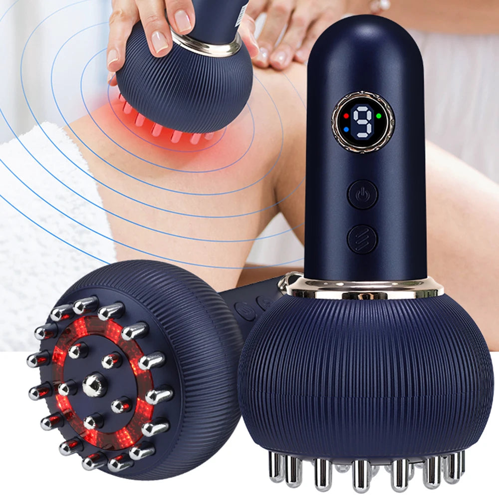 US Electric Meridian Brush Gua Sha Body Massager EMS Microcurrent Hot Compress Vibration Scraping Instrument Full Body Massage