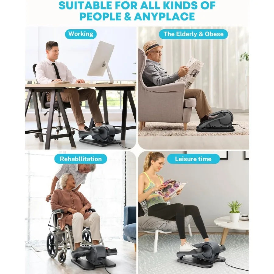 Under Desk Elliptical Exercise Machine for Seniors Electric Ellipse Leg Exerciser with Remote 16 Adjustable Speeds Manual and 1