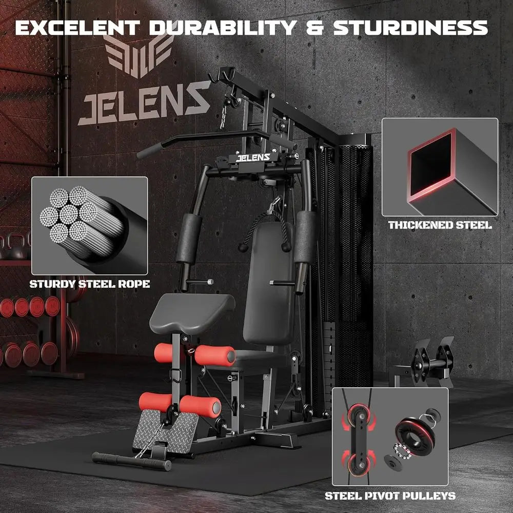 Home Gym, Multiunctional H11 Home Gym Equipment, Workout Station with 150LBS Weight Stack, Exercise Equipment with Pulley System