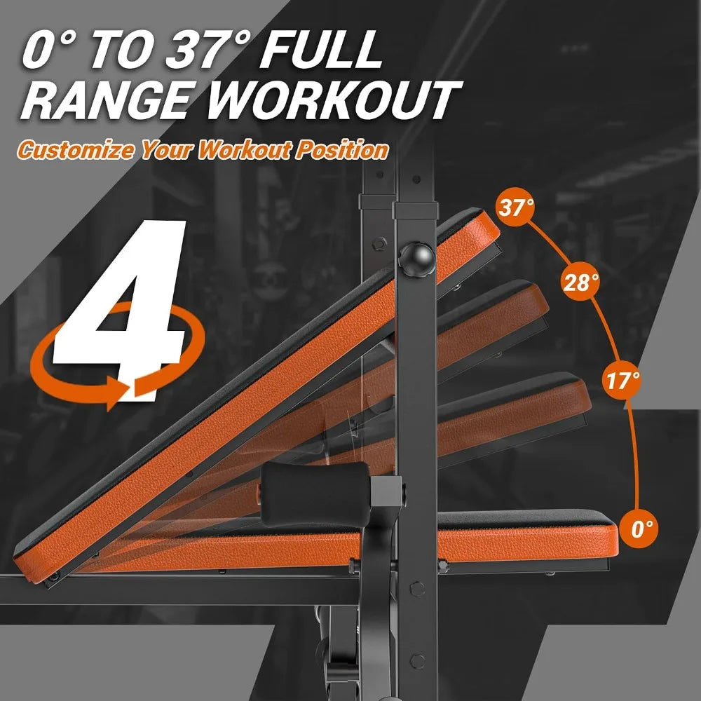 6-in-1 Weight Bench, 770LBS Capacity with Leg Extension, Adjustable for Home Gym