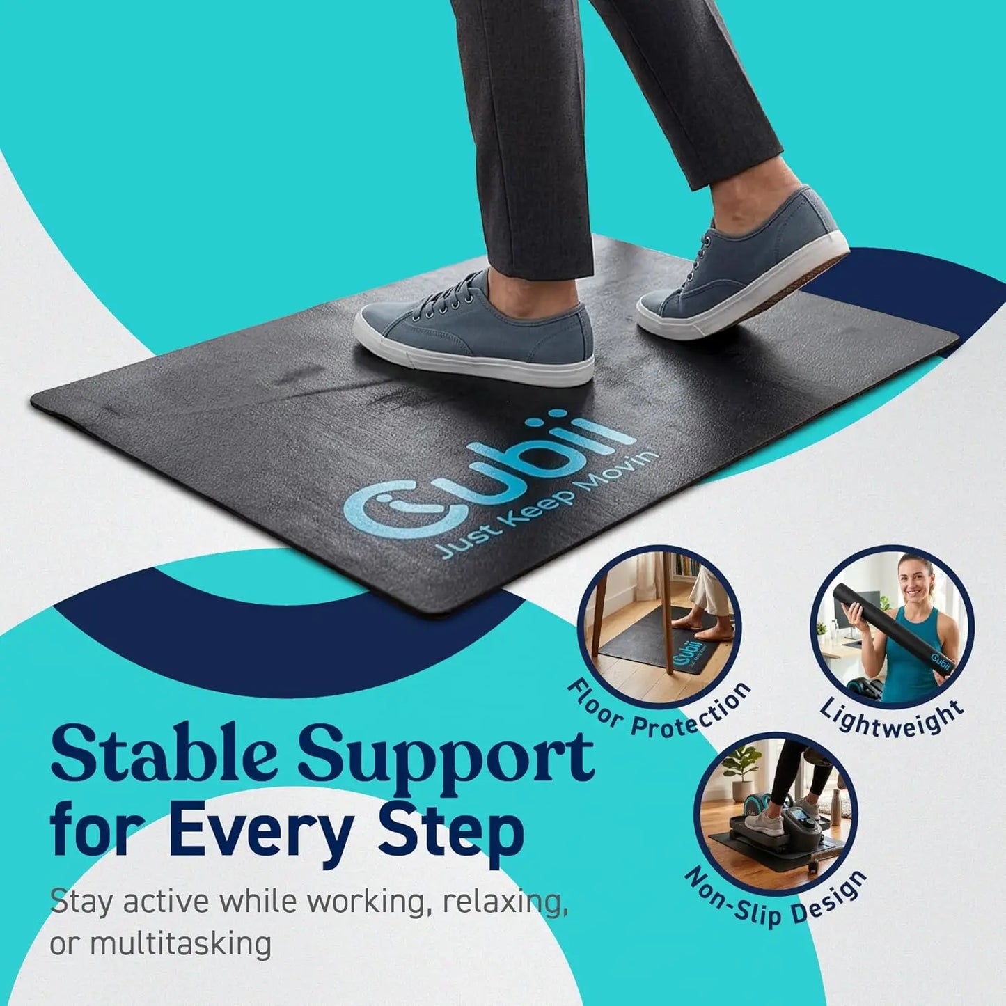 Non-Slip Workout Mat for Under Desk Ellipticals, Floor Protection, 24x18, Home Gym Use