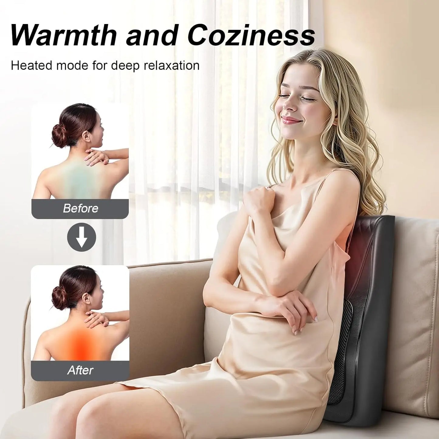 Leercon Neck Massager with Heat, 3D Kneading Massage Pillow for  Neck and Back, Shoulder,  for  Stress Relax at Woman man Home Office