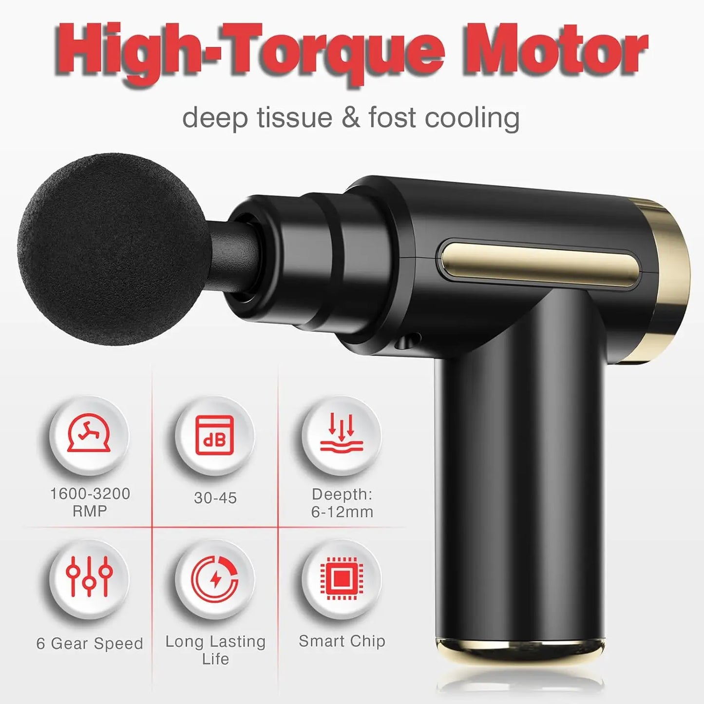 Massage Gun Deep Tissue for Pain Relief with 4 Massage Heads & 6 Speeds, Electric Mini Handheld Body Massager for Any Pain Relief, Best Gifts for Dad and Mom