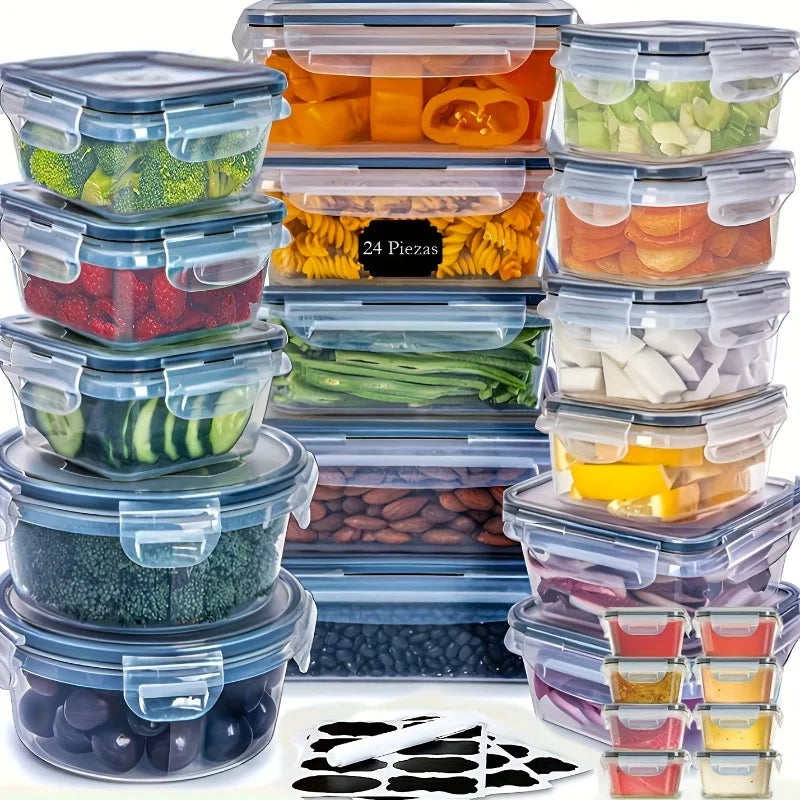 48Pcs BPA-Free Food Storage Set - 24 Airtight Containers & Lids with Labels