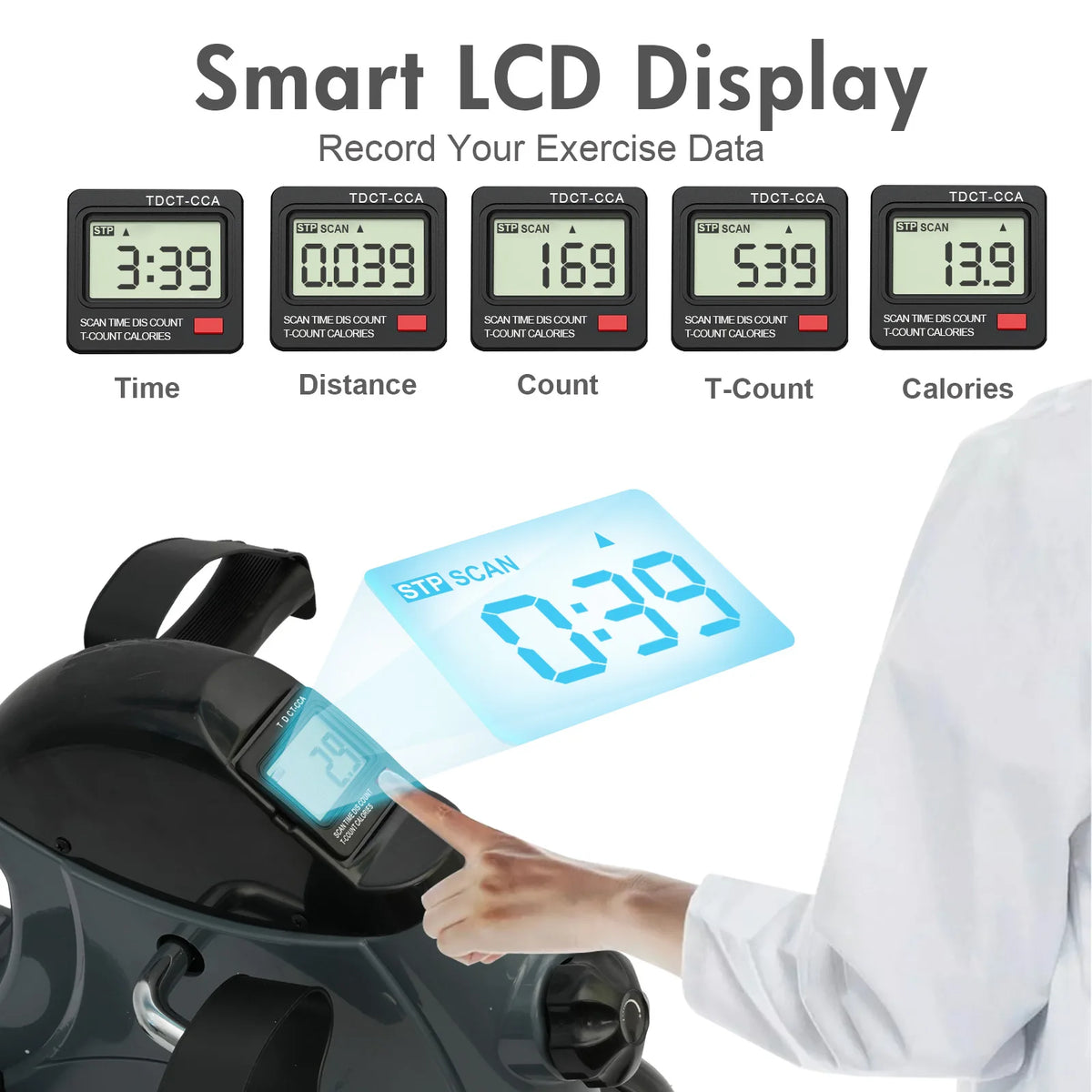 Mini Under Desk Pedal Exerciser Bike Multi-Function Motorized Digital With LCD Screen Display for Leg Arm and Knee for Elderly