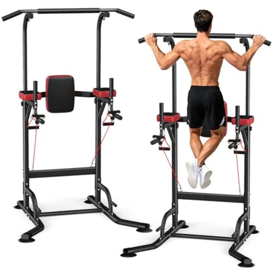 Free Standing Pull Up Bar for Home Gym: Steel Black Height Adjustable Heavy-Duty Multi-Function Strength Trainer