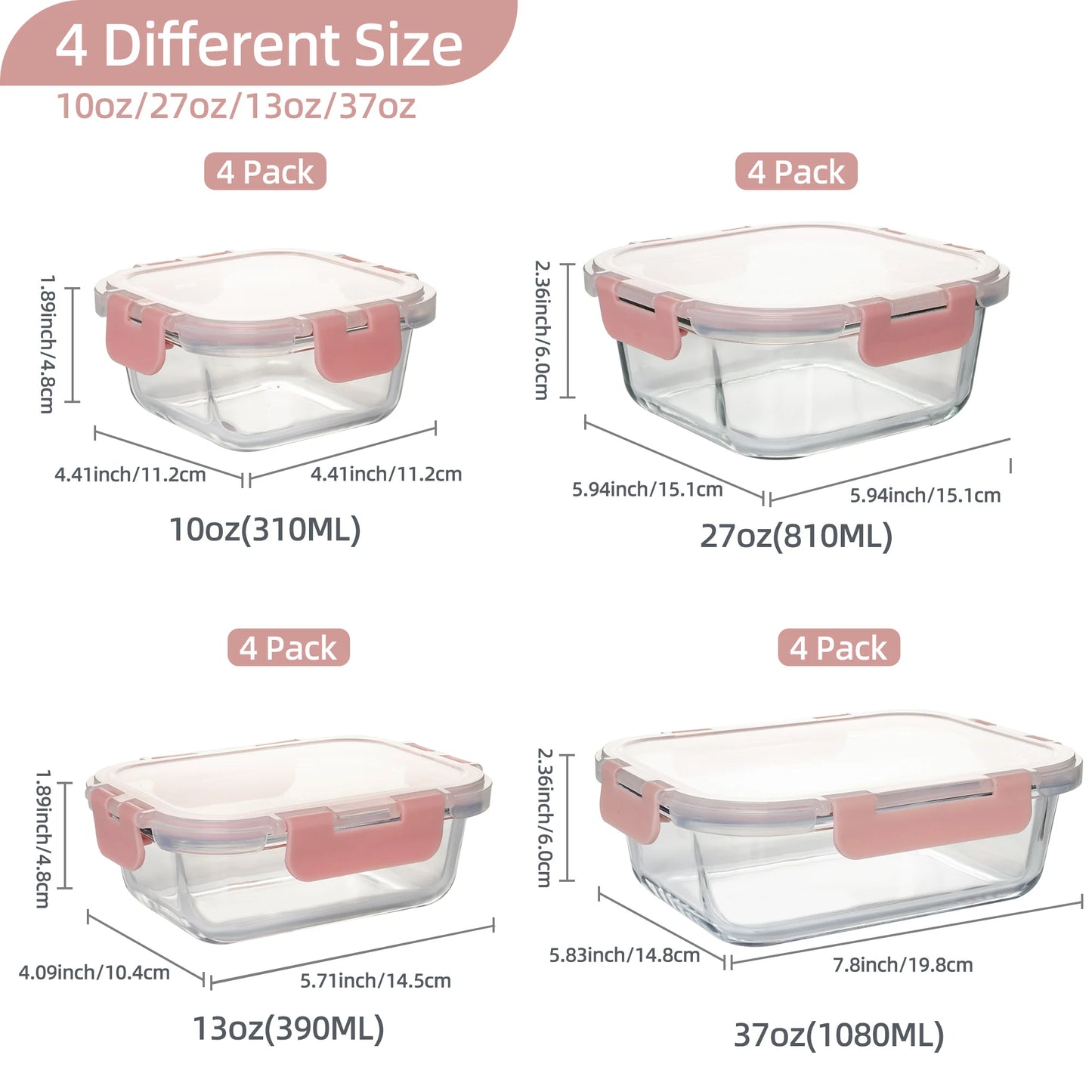16-Piece Glass Food Storage Containers Set, Leakproof Airtight BPA-Free, Microwave & Oven Safe, Stackable Kitchen Organizers