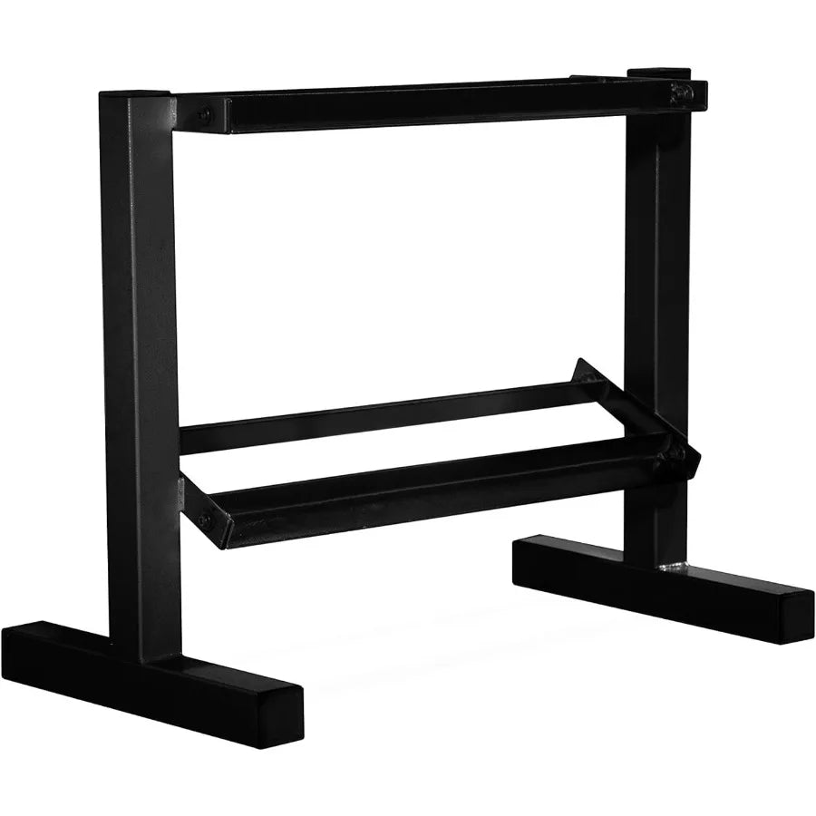 150 lb Dumbbell Set with 2-Tier Rack | 150bs Set - Black Handles