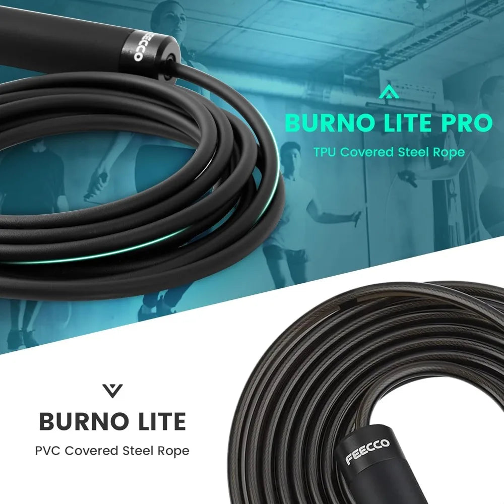 1/2 lb Weighted Jump Rope for Boxing, Cardio, Crossfit Workout, 8~11ft Adjustable Steel Ropes with Ball Bearings and Metal Handles