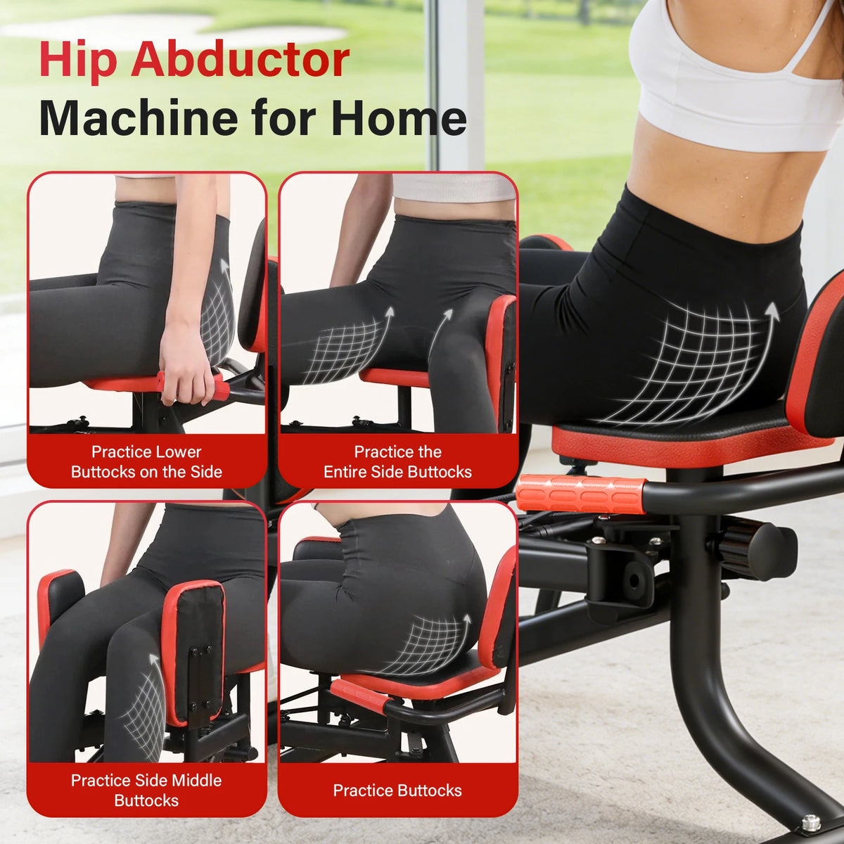 Home Hip Thigh Exercise Equipment Trainer Leg Abduction Machine Foldable Dual-Motion Inner & Outer Thigh Sculptor Unisex Gym Equipment for Home Workout