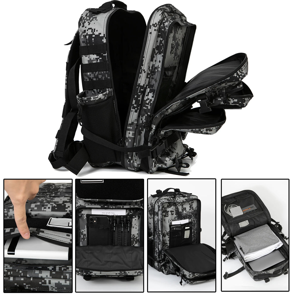 45L Tactical Backpack Survival Bag Hunting MOLLE Backpack GYM For Men EDC Outdoor Hiking Rucksack With Bottle Holder