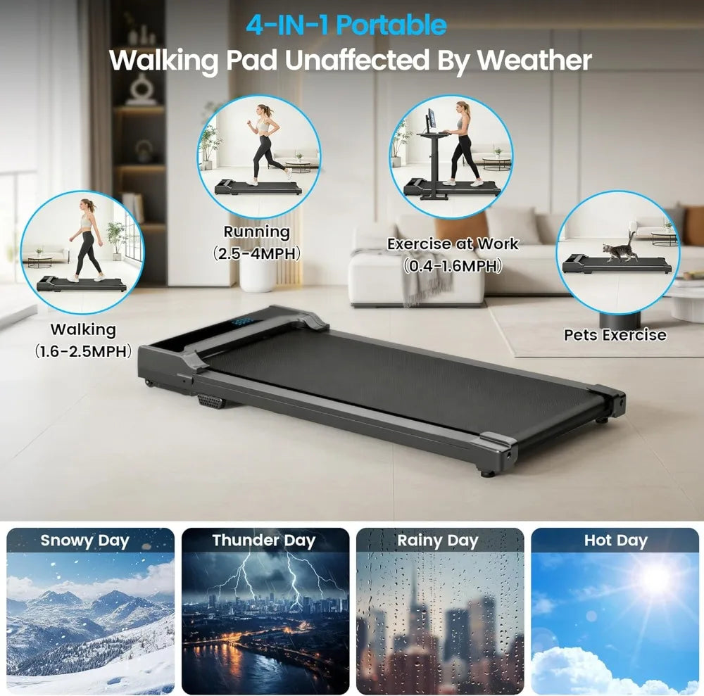 Walking Pad Treadmill for Home - Under Desk Walk Pad with Remote, 0.6-4.0 MPH, 220 lbs Capacity, Compact for Office