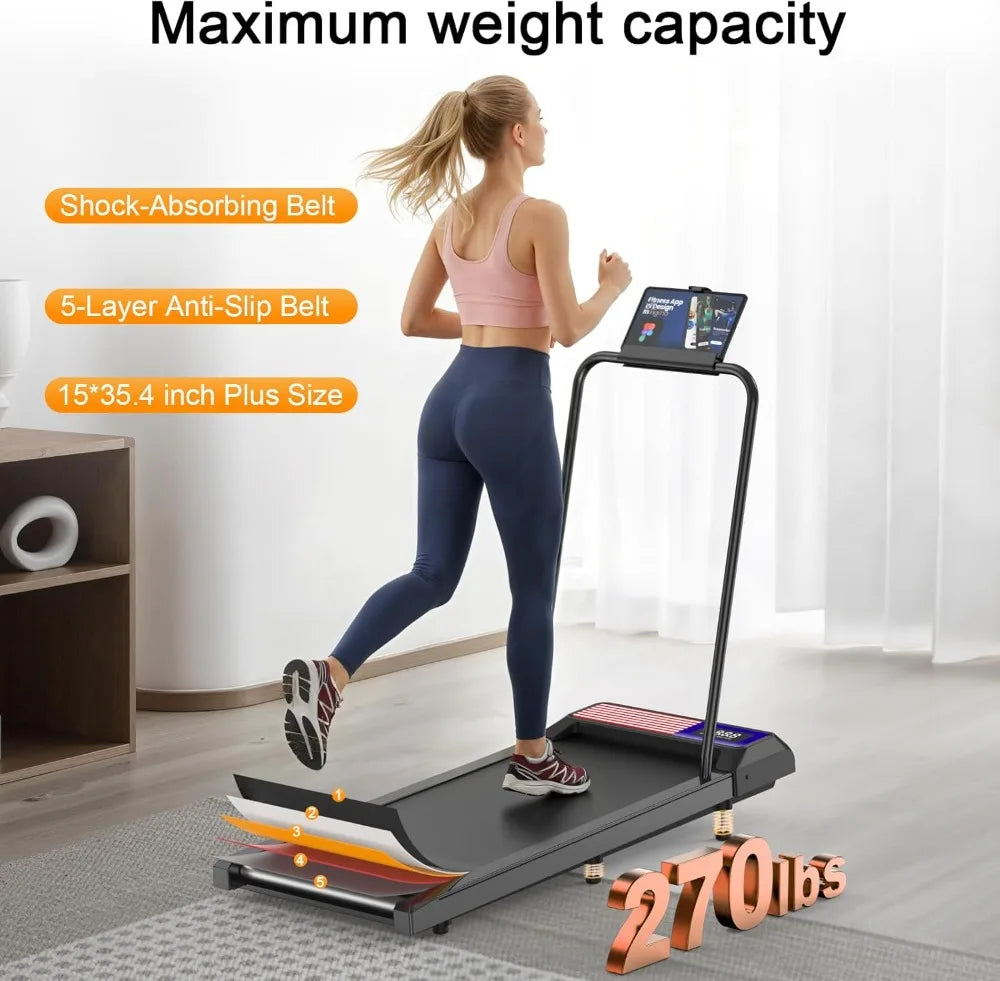 Compact Walking Treadmill Pad with 0-5% Incline, 2.5HP Quiet Motor for Home Office, App & Remote Control, LED Display