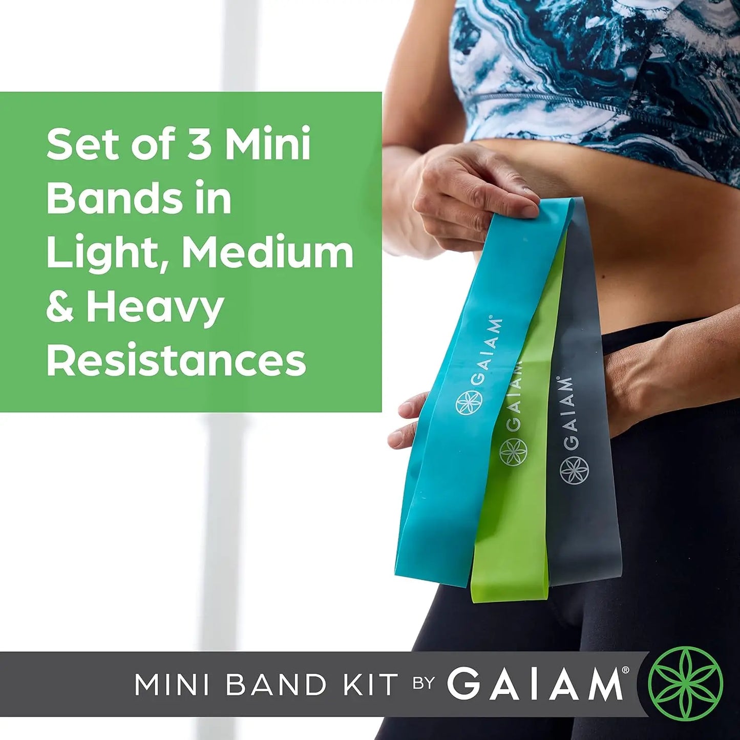 Resistance Bands Set of 3 Light Medium Heavy for Lower Body Workout Glutes Legs Yoga Physical Therapy Exercise Guide Included