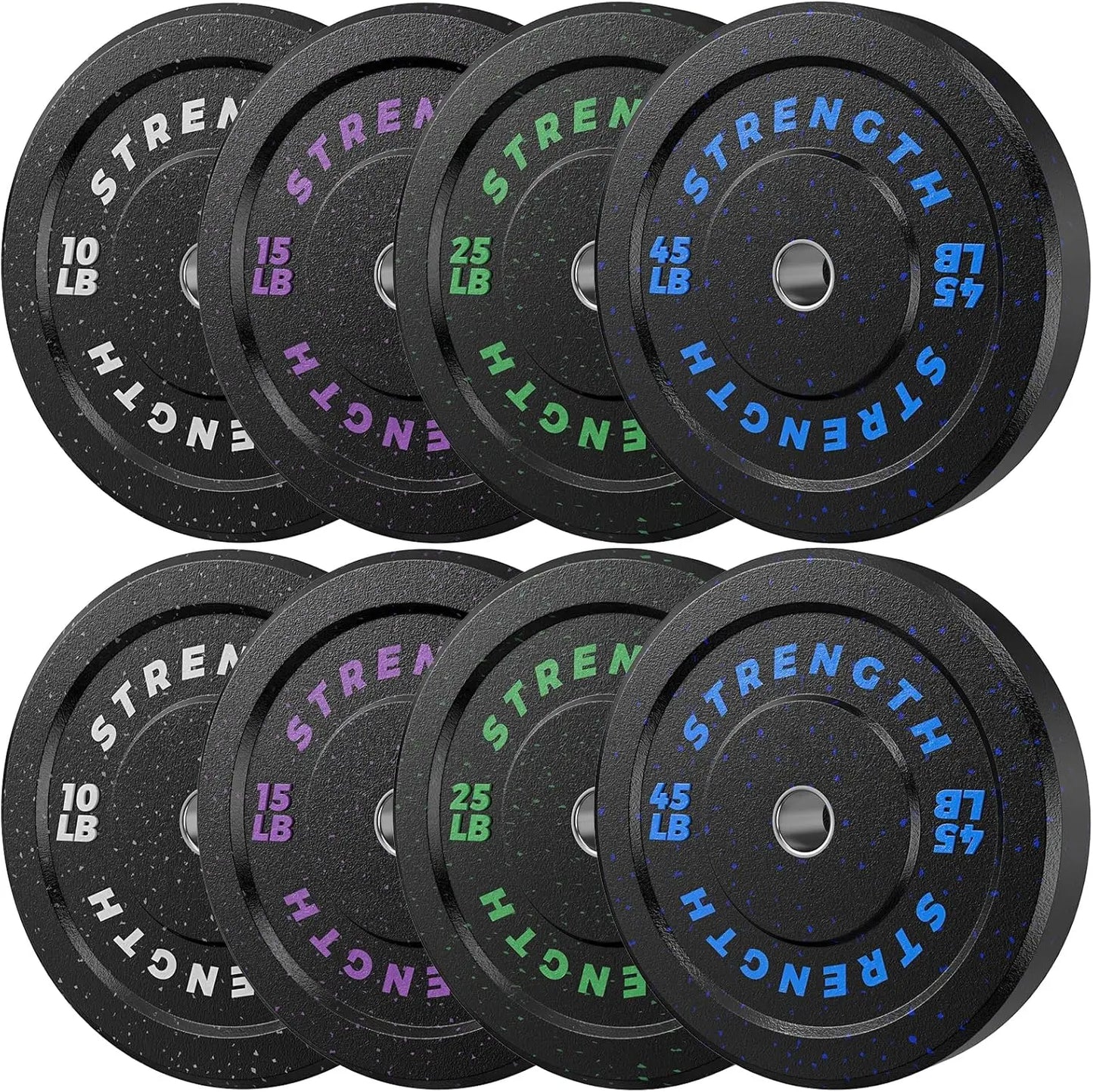 Pro-Grade 2" Bumper Plates 190LB Set, High-Bounce Colored Fleck-Rubber Weight Plates, Floor-Protective＆Noise-Reducing