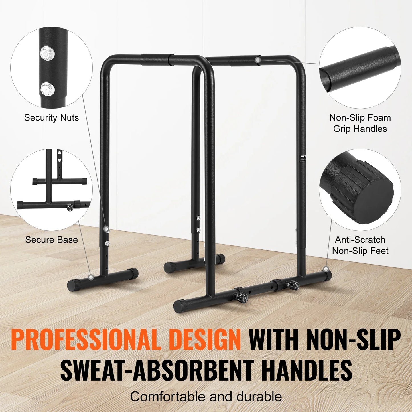 SucceBuy Dip Bar 440/500lbs Capacity Heave Duty Dip Stand Station with Adjustable Height Fitness Workout Bar Station Stabilizer