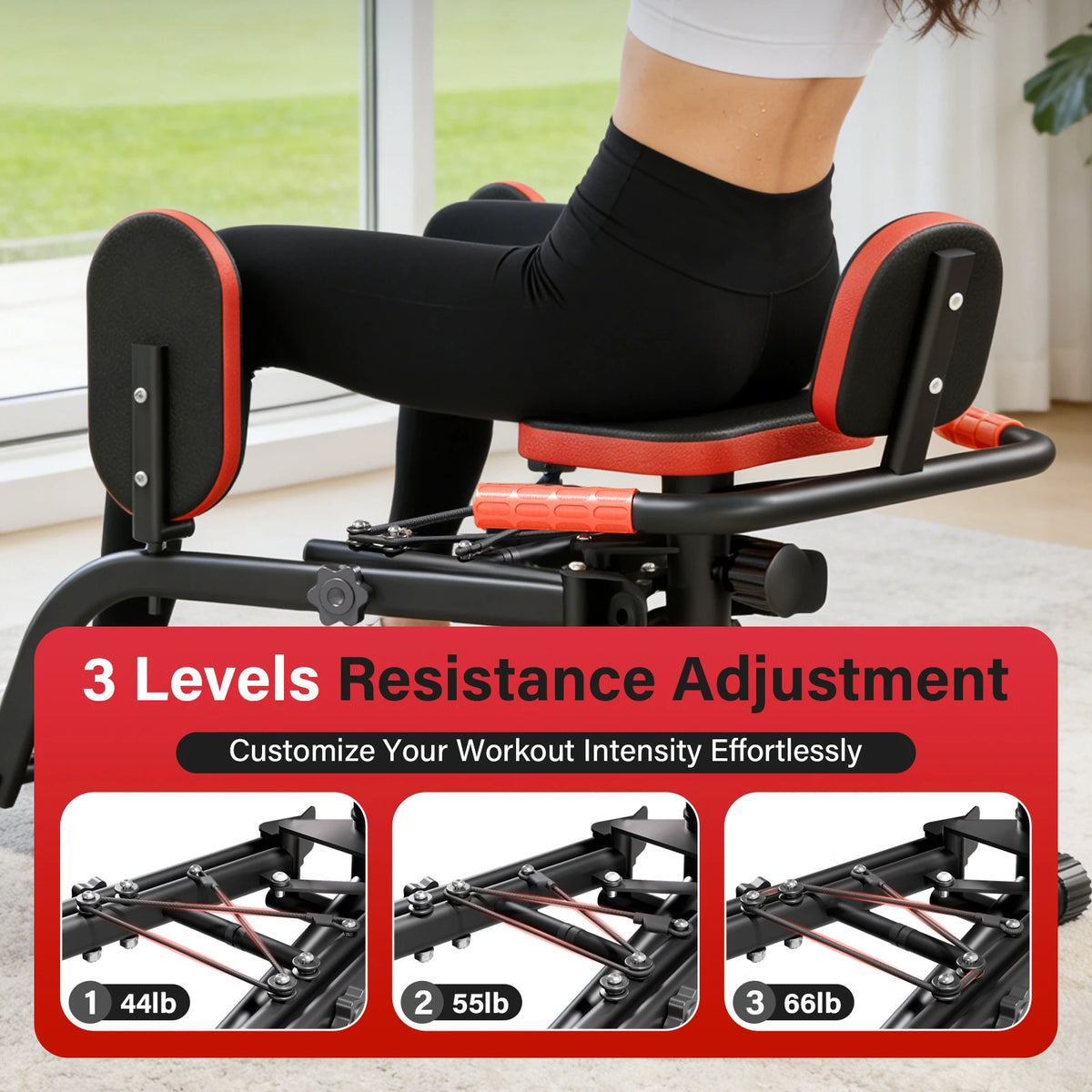 Home Hip Thigh Exercise Equipment Trainer Leg Abduction Machine Foldable Dual-Motion Inner & Outer Thigh Sculptor Unisex Gym Equipment for Home Workout