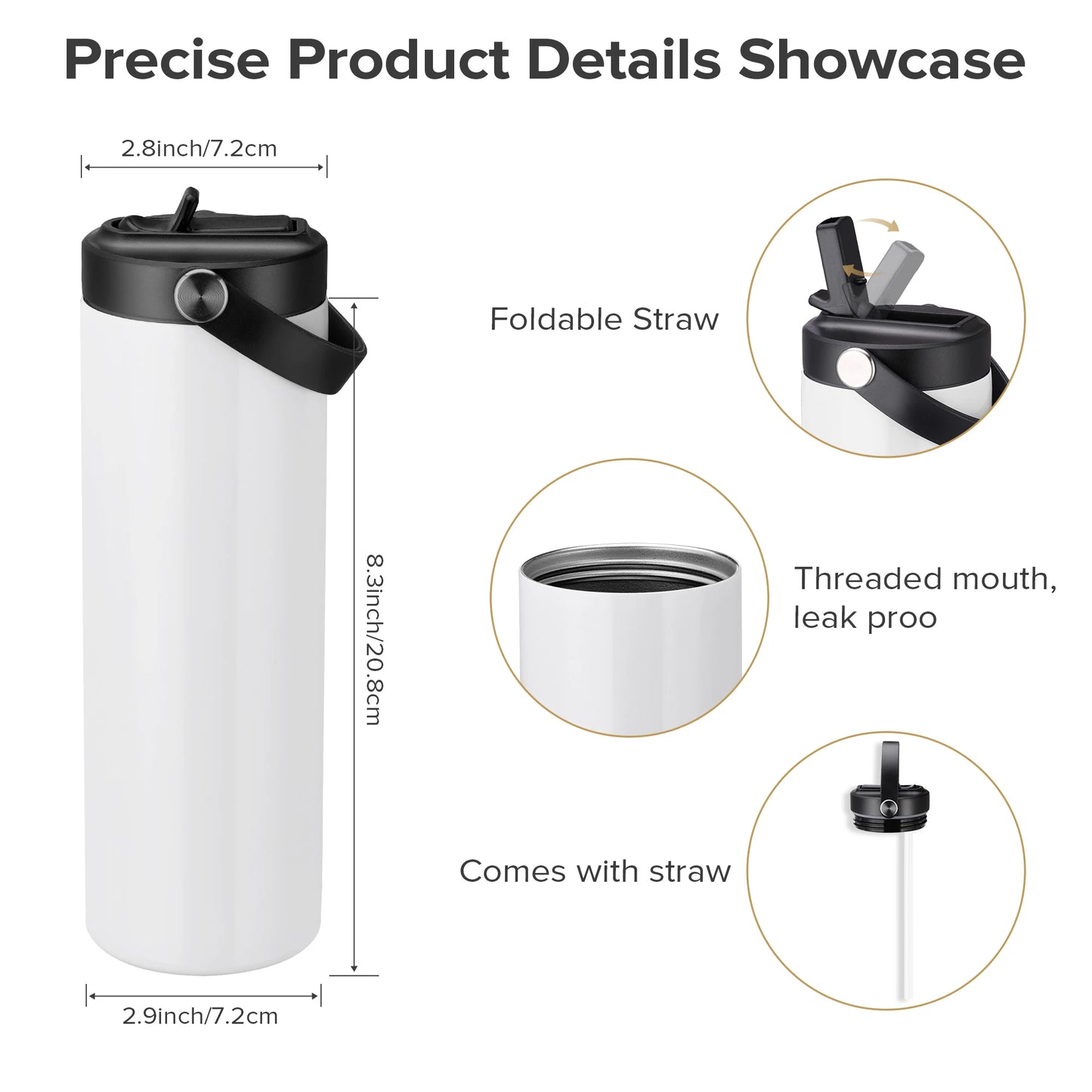 12/25 Pack 20OZ Sublimation Blanks Tumbler, Vacuum Flap With Flip Nozzle