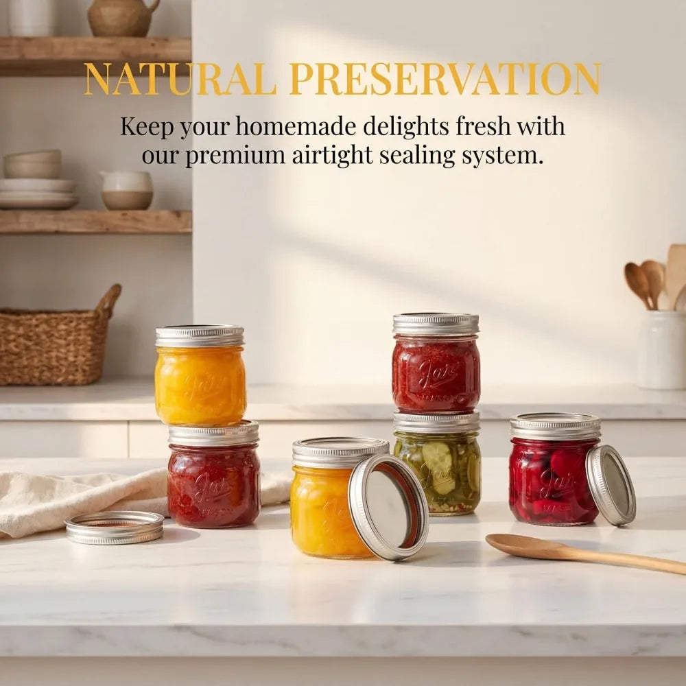 12 Pack Wide Mouth Mason Jars, 12 Oz Glass Canning Jars with Airtight Lids