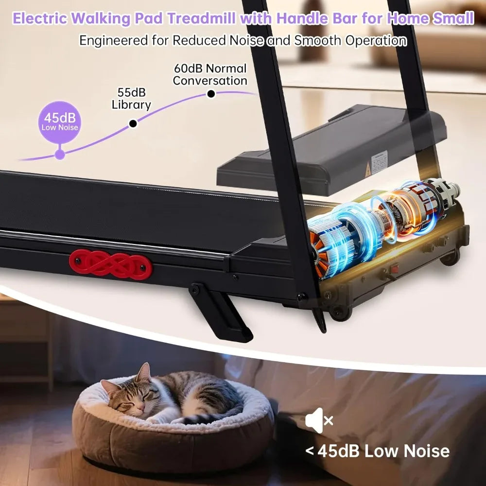 Compact Electric Treadmill for Home, 0.6-10MPH Walking Pad with Handle Bar & Incline, 3.5HP Portable, 400LBS Capacity