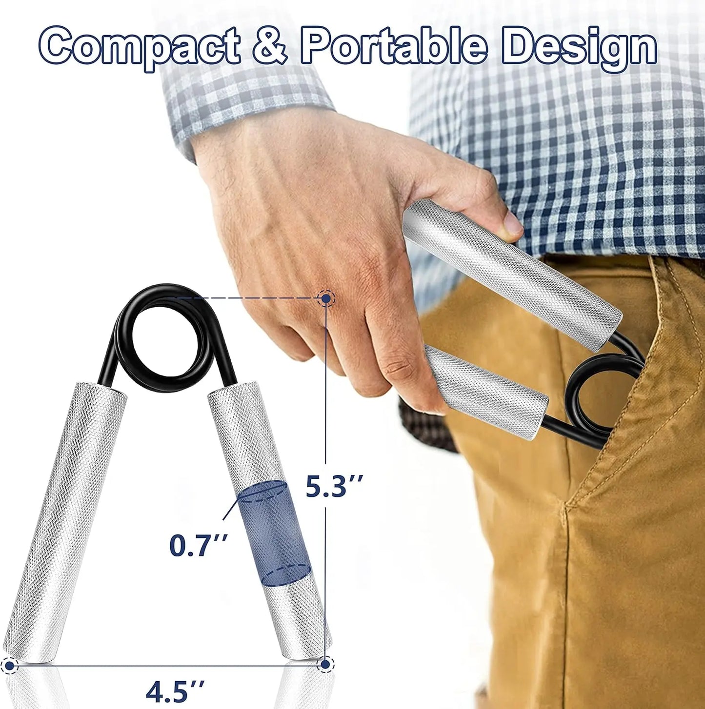 Metal Hand Grip Strengthener, Forearm Workout Trainer for Men and Women, Adjustable 50LB-350LB, Non-Slip Design