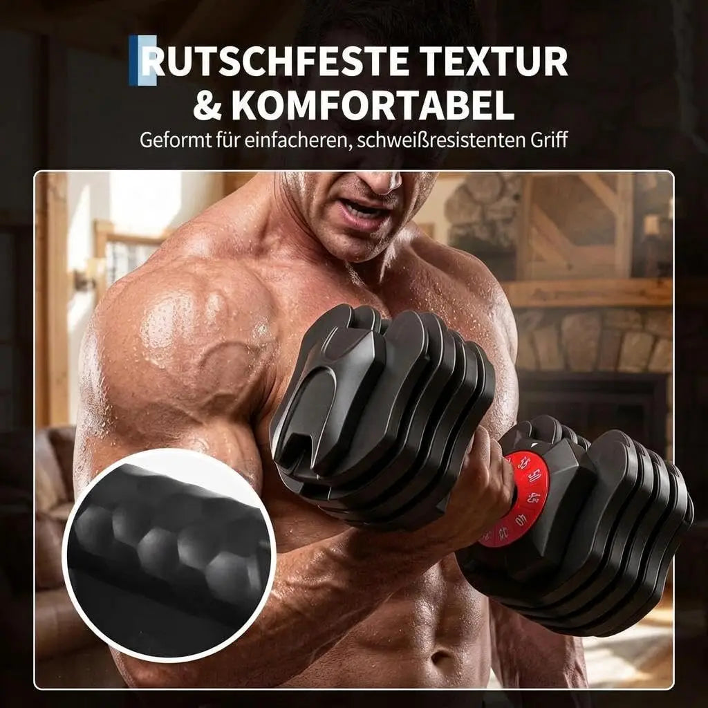 Adjustable Dumbbell with Storage Tray, Cast Iron Quick Dial Hand Weight with Anti-Slip Knurled Handle, 11.34 KG Single Dumbbell for Home Gym Full Body Strength Training