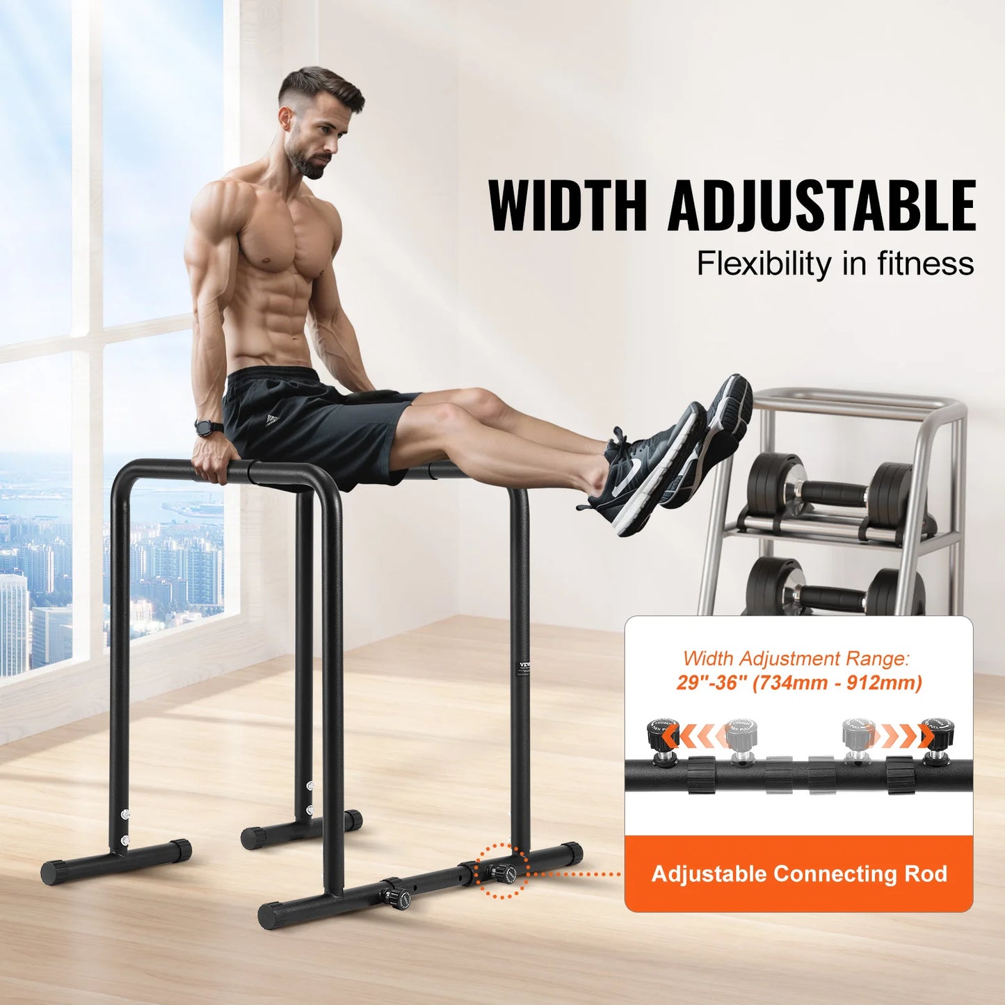 SucceBuy Dip Bar 440/500lbs Capacity Heave Duty Dip Stand Station with Adjustable Height Fitness Workout Bar Station Stabilizer