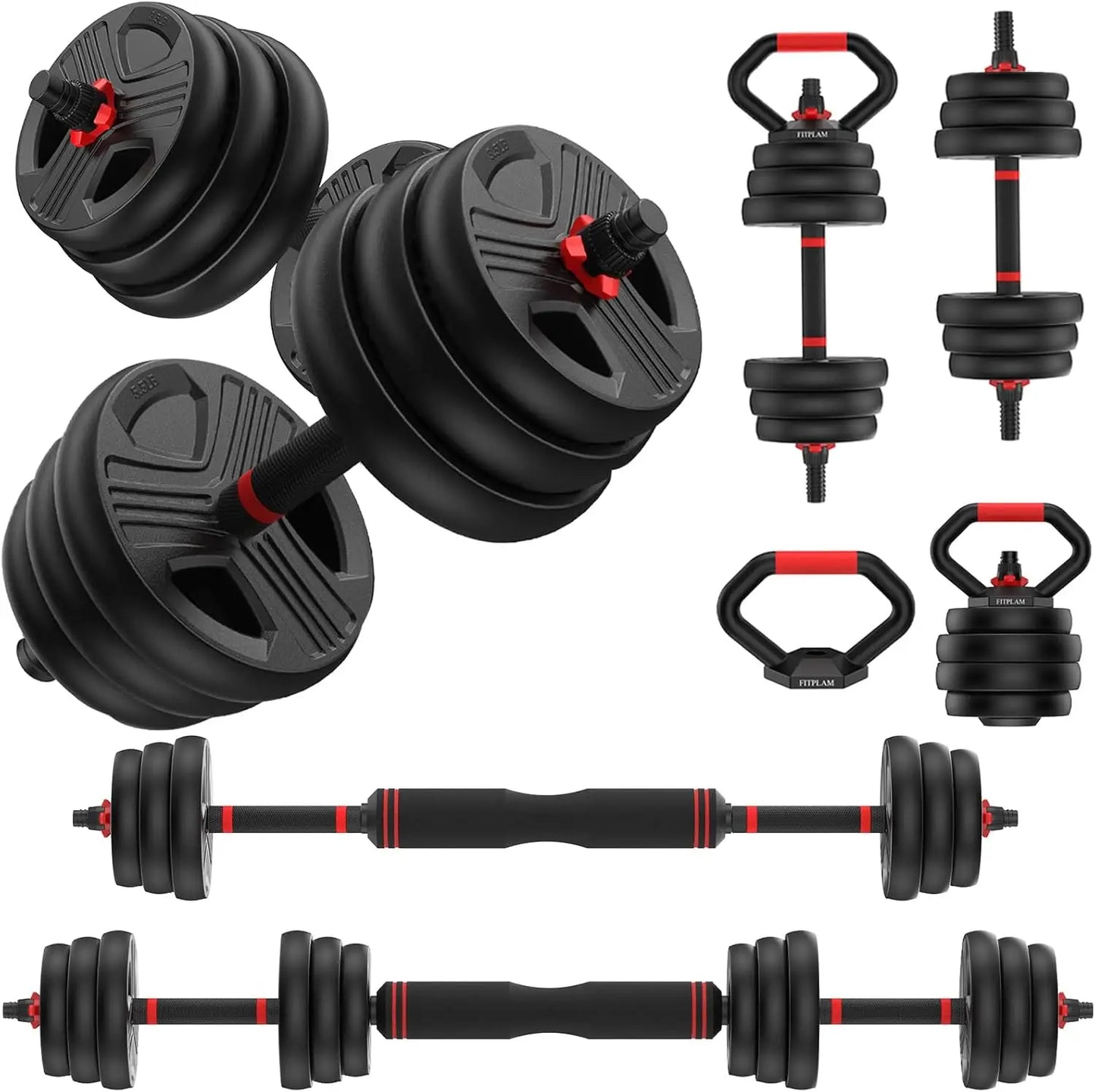 Adjustable dumbbell set 45 lbs (22.5LB Pair) Free Weights set with upgraded nut 4 in 1 Weight Set Used as Kettlebells Barbell Pu