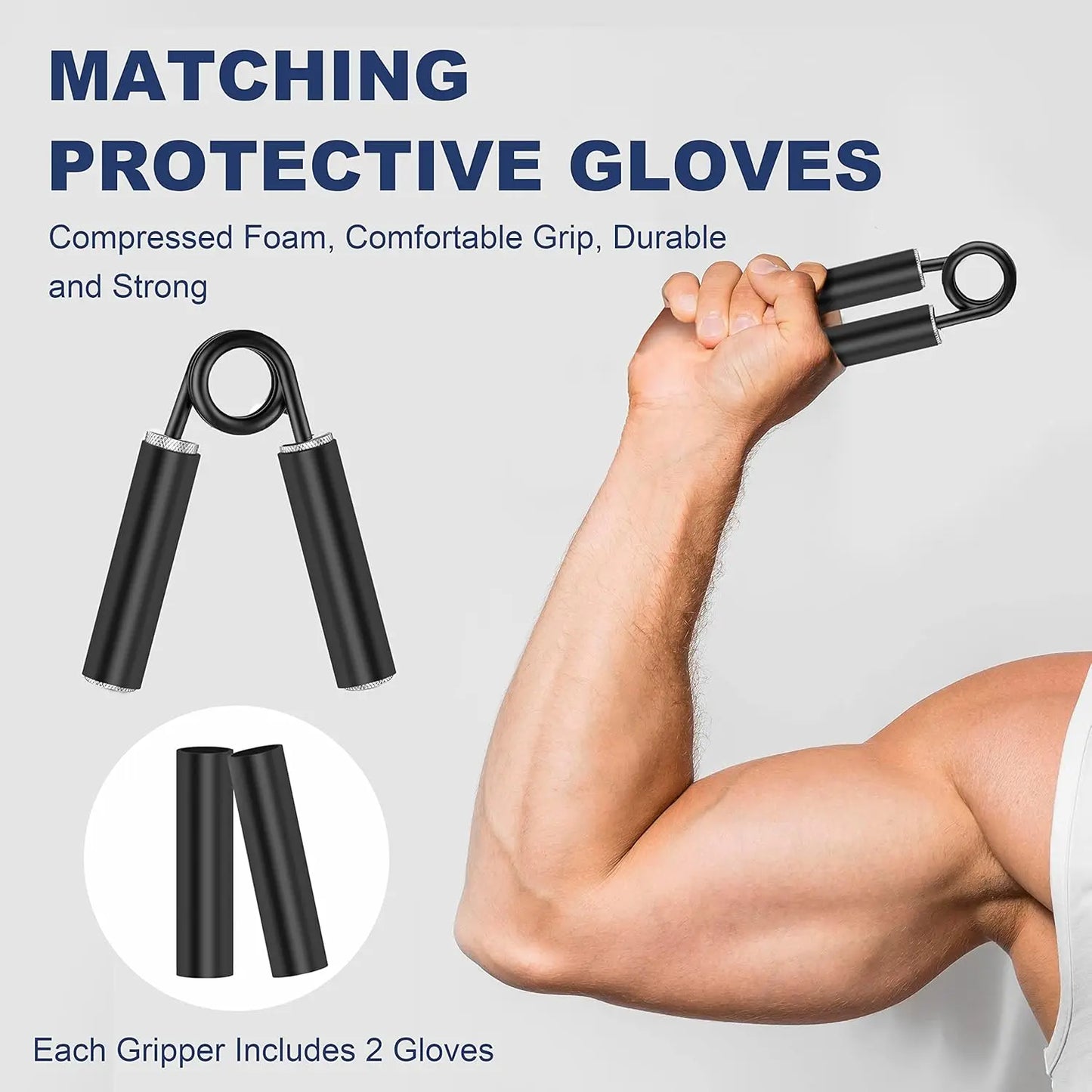 Metal Hand Grip Strengthener, Forearm Workout Trainer for Men and Women, Adjustable 50LB-350LB, Non-Slip Design