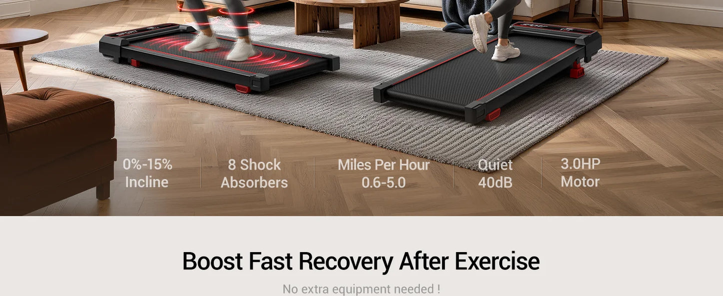 Foldable Walking Pad Treadmill, Under Desk Walking Machine for Home Office, Portable Compact Electric Treadmill with LED Display