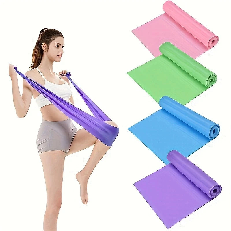 4 Pack Yoga Resistance Bands: TPE Elastic Stretch Bands for Physical Therapy, Fitness, Yoga, Pilates, Rehabilitation, and Stren