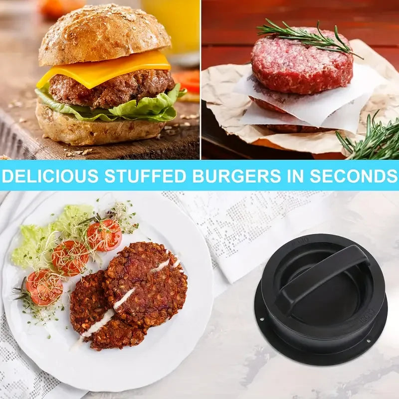 Burger Press Mold & Patty Press Maker -3 in 1 Stuffed Hamburger Patty Maker Perfect for Beef, Chicken Patties