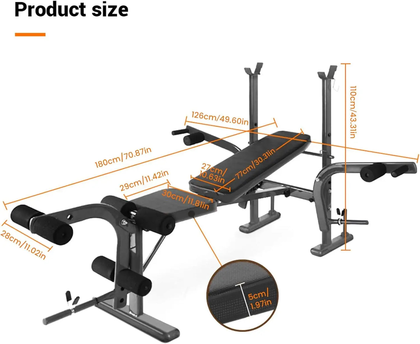 4-in-1 Weight Bench with Barbell Rack Curl Bench Leg Developer Machine 2025 Upgraded Bench Press Set Adjustable Workout Weight B