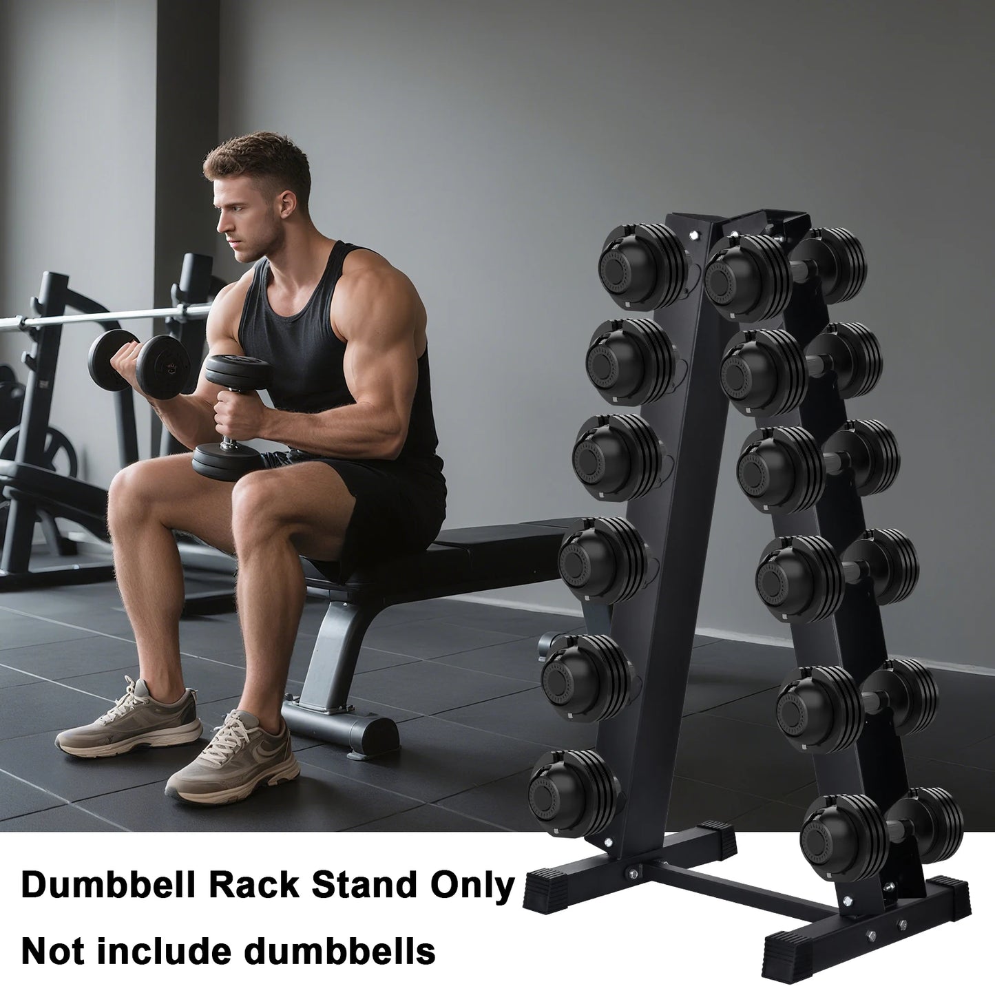 Dumbbell Rack Stand Heavy Duty， Space Saving Tree Shape Weight Storage Organizer for 6 Pairs Hex Dumbbells, 6 Tier Dumbbell Weight Rack for Dumbbell Set, Home Gym Workout Commercial Gym Strength Training