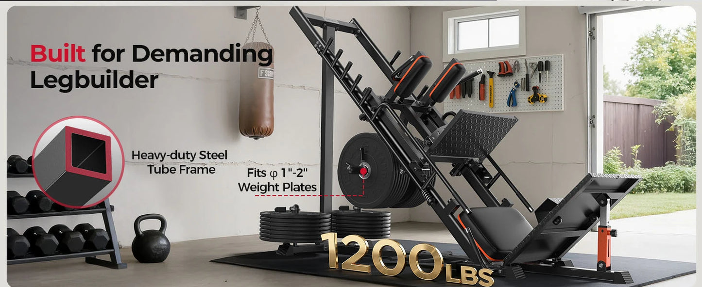 3‑in‑1 Leg Press Hack Squat Machine with Ultra-Quiet Pulley System –Adjustable Leg Press Machine for Home Gym
