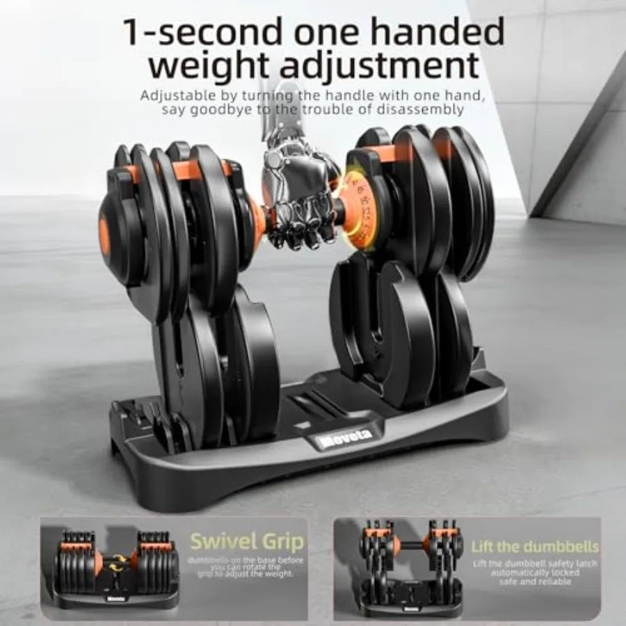 Adjustable Dumbbells Set of 2 52.5 lbs Pair 105 lbs 15 in 1 Free Weights for Men/Women Home Gym Strength Training Equipment Ste