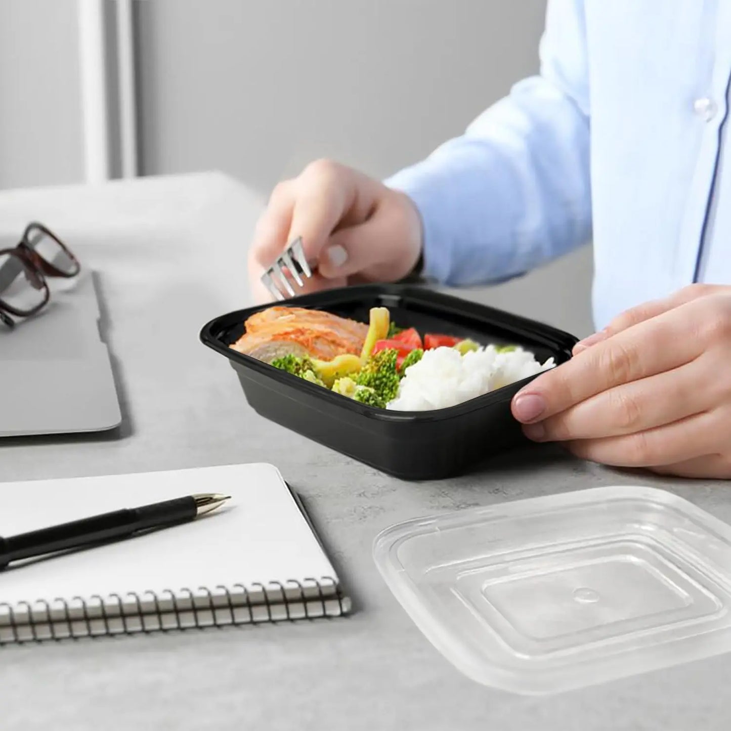 12 oz Meal Prep Containers with Lids, 50 Pack Reusable Microwaveable Dishwasher Freezer Safe Food Storage Boxes for Portion