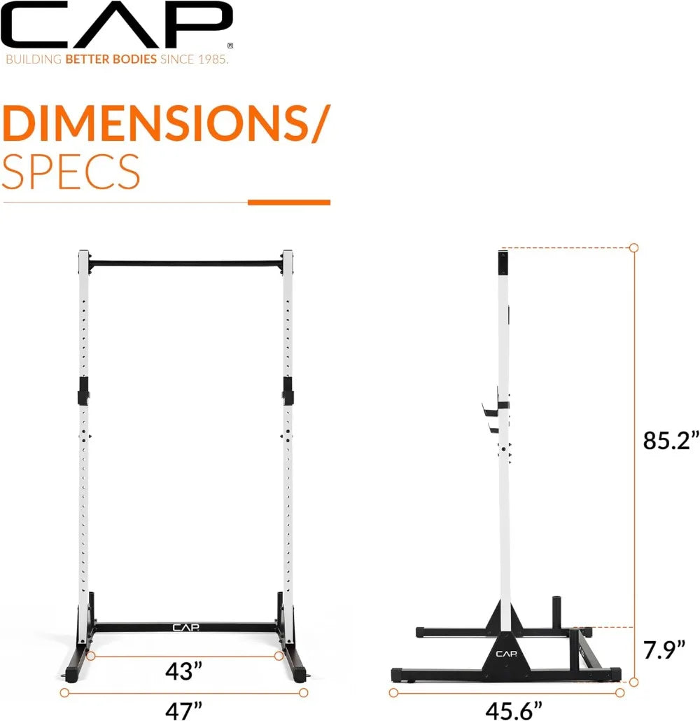 Heavy Duty Power Rack for Home Gym, 500 lbs Capacity, Squat Rack with Pull Up Bar and J-Hooks