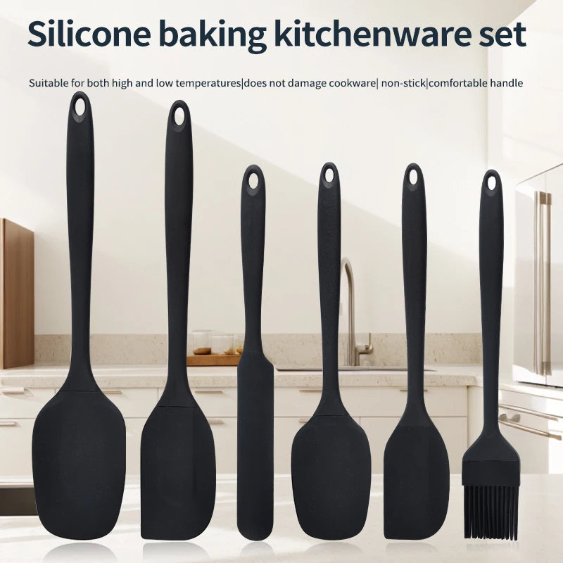 Silicone Kitchenware 6-Piece Set, Cream Scraper, Spatula, Oil Brush, Size Scraper Set Baking Tool, Non-Integrated Hand